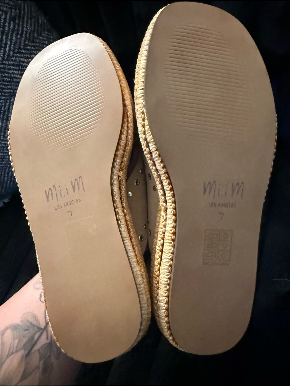 NEW Beige Studded Espadrille Slide Sandals - Picture 4 of 4